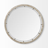 54" Brown Wood and Metal Round Framed Accent Mirror - Homeroots - Flyclothing LLC