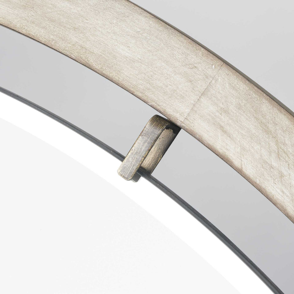 54" Brown Wood and Metal Round Framed Accent Mirror - Homeroots - Flyclothing LLC