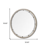 54" Brown Wood and Metal Round Framed Accent Mirror - Homeroots - Flyclothing LLC