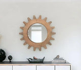 Cog 17" Round Walnut Finish Frame Wall Mirror - Homeroots