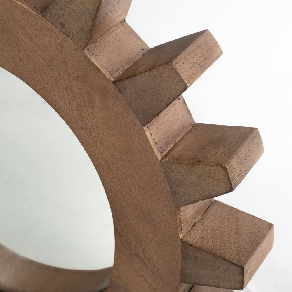 Cog 17" Round Walnut Finish Frame Wall Mirror - Homeroots - Flyclothing LLC