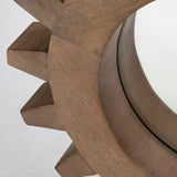 Cog 17" Round Walnut Finish Frame Wall Mirror - Homeroots - Flyclothing LLC