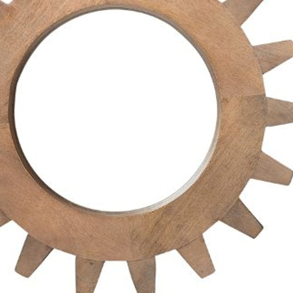 Cog 17" Round Walnut Finish Frame Wall Mirror - Homeroots - Flyclothing LLC