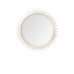 36" White Abstract Framed Accent Mirror