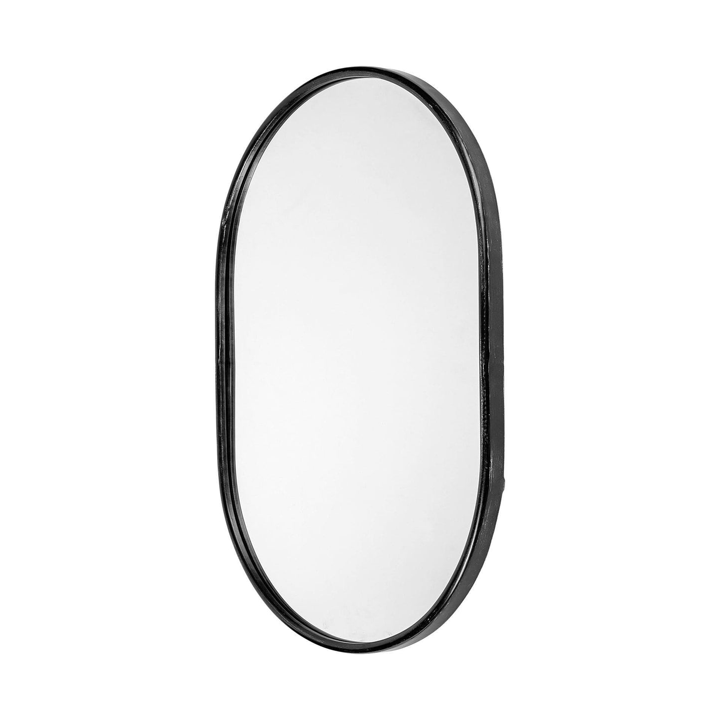 36" Black Oval Metal Framed Accent Mirror - Homeroots - Flyclothing LLC