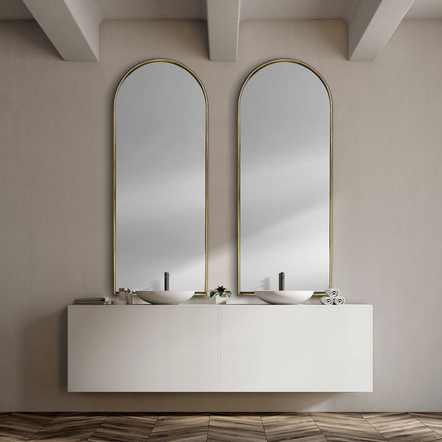 70" Gold Arch Metal Framed Accent Mirror - Homeroots - Flyclothing LLC