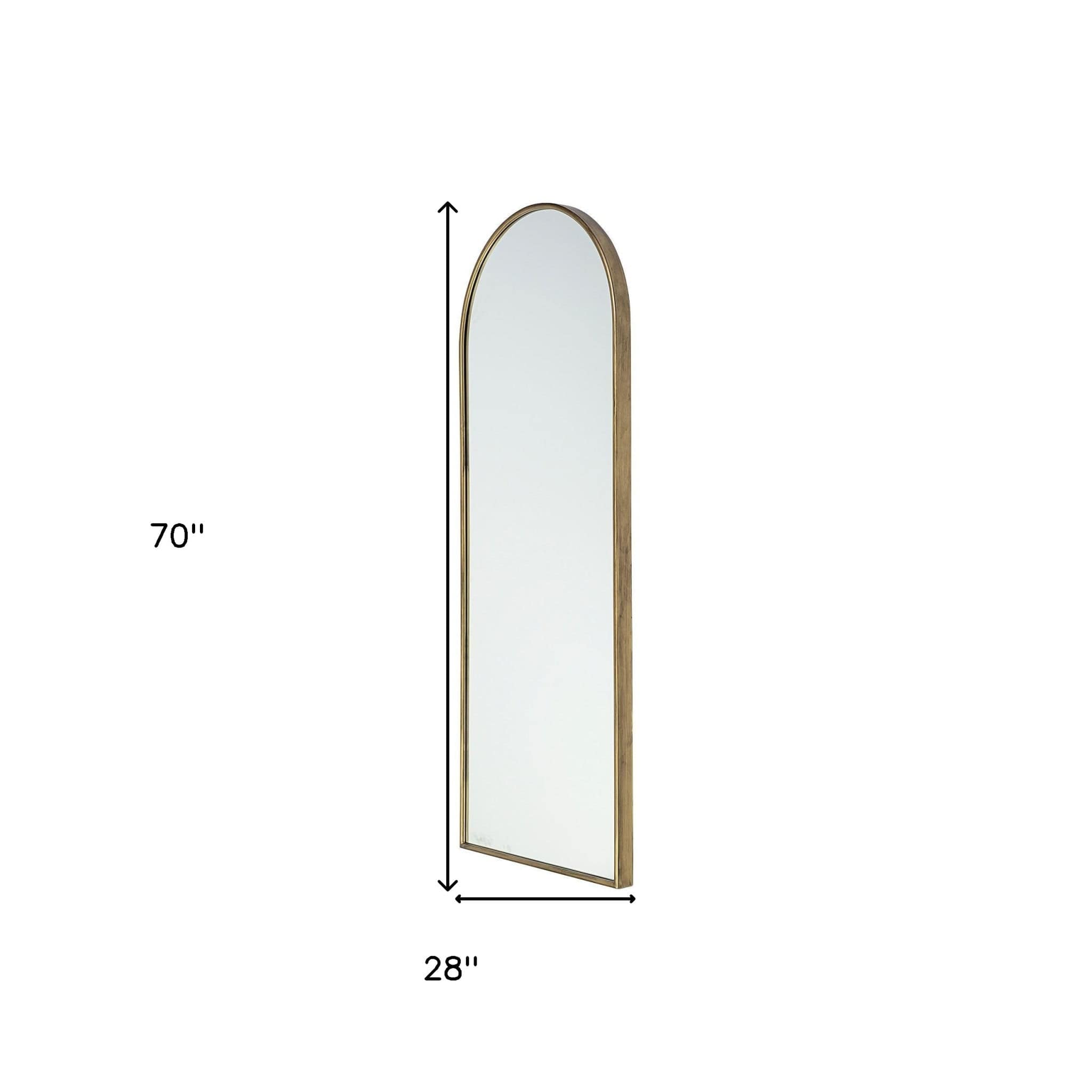 70" Gold Arch Metal Framed Accent Mirror - Homeroots - Flyclothing LLC