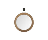 44" Wood Brown Round Framed Accent Mirror - Homeroots