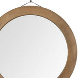 44" Wood Brown Round Framed Accent Mirror - Homeroots - Flyclothing LLC