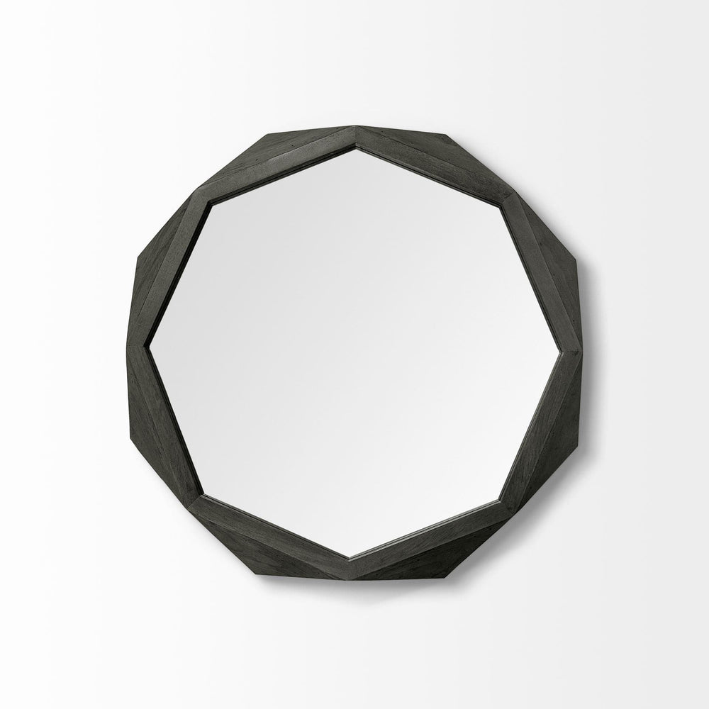 32" Octagon Black Wood Frame Wall Mirror - Homeroots - Flyclothing LLC