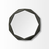 32" Octagon Black Wood Frame Wall Mirror - Homeroots