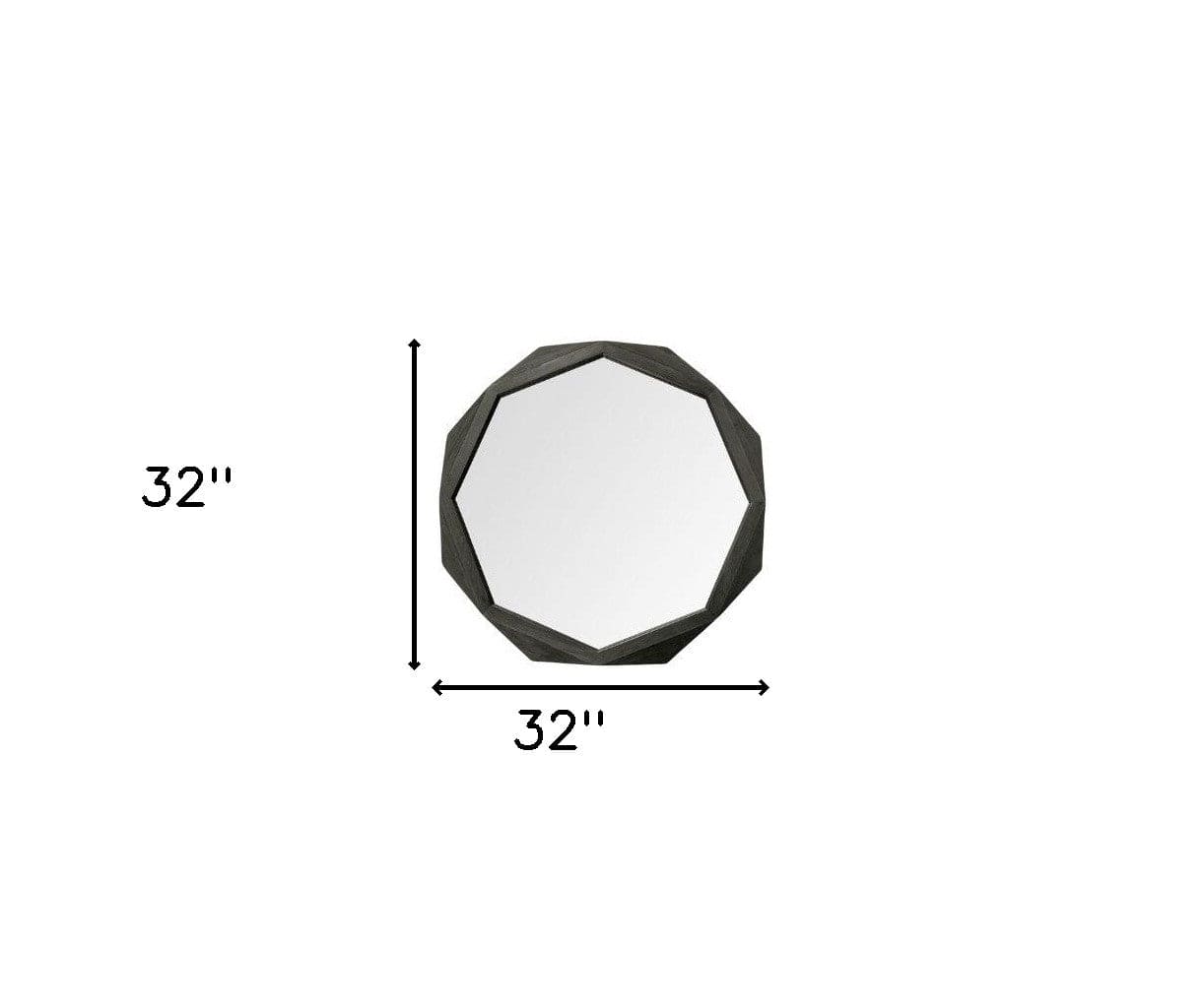 32" Octagon Black Wood Frame Wall Mirror - Homeroots - Flyclothing LLC