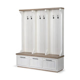 White And Medium Brown Wood Hall Tree With Storage - Homeroots - Flyclothing LLC