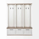 White And Medium Brown Wood Hall Tree With Storage - Homeroots - Flyclothing LLC