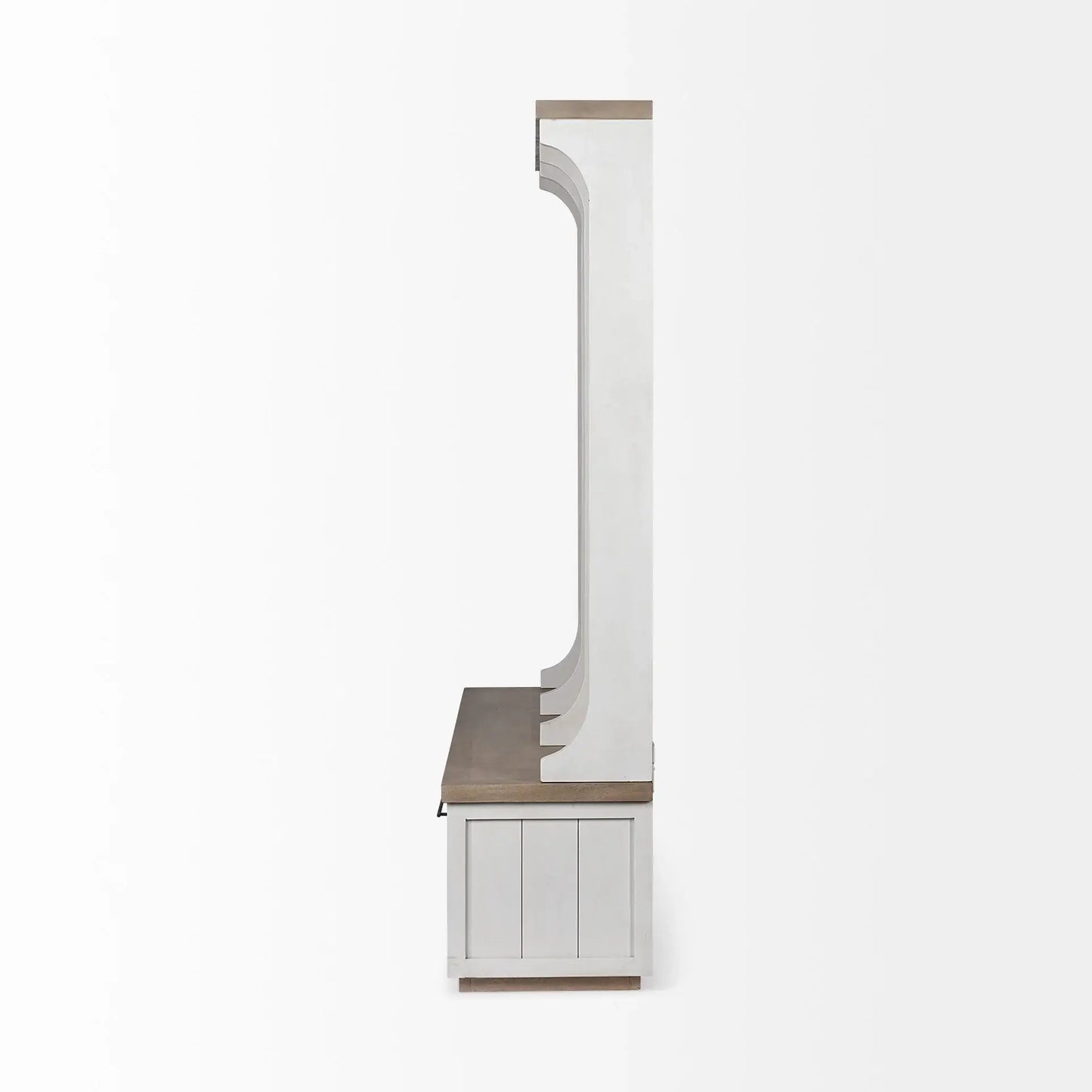 White And Medium Brown Wood Hall Tree With Storage - Homeroots - Flyclothing LLC