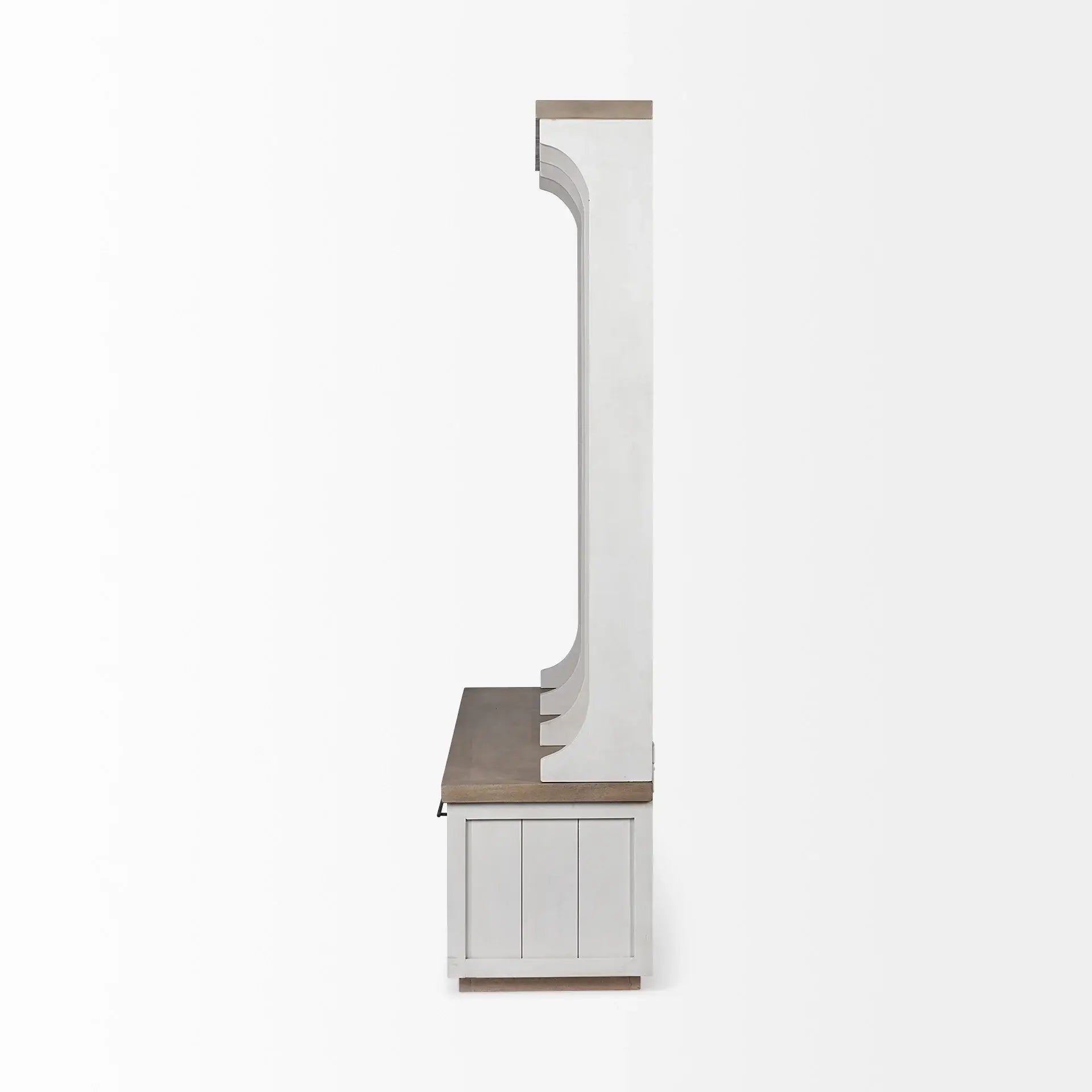 White And Medium Brown Wood Hall Tree With Storage - Homeroots - Flyclothing LLC