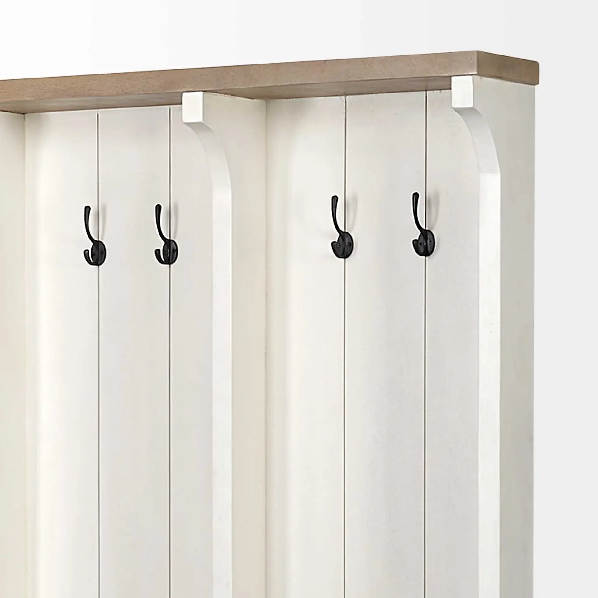 White And Medium Brown Wood Hall Tree With Storage - Homeroots - Flyclothing LLC