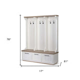 White And Medium Brown Wood Hall Tree With Storage - Homeroots - Flyclothing LLC