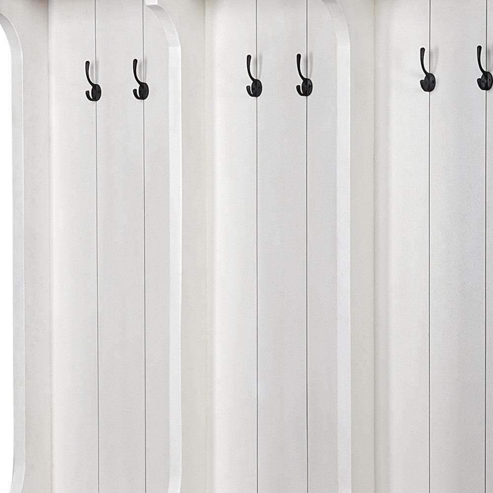 White And Medium Brown Wood Hall Tree With Storage - Homeroots - Flyclothing LLC