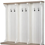 White And Medium Brown Wood Hall Tree With Storage - Homeroots - Flyclothing LLC