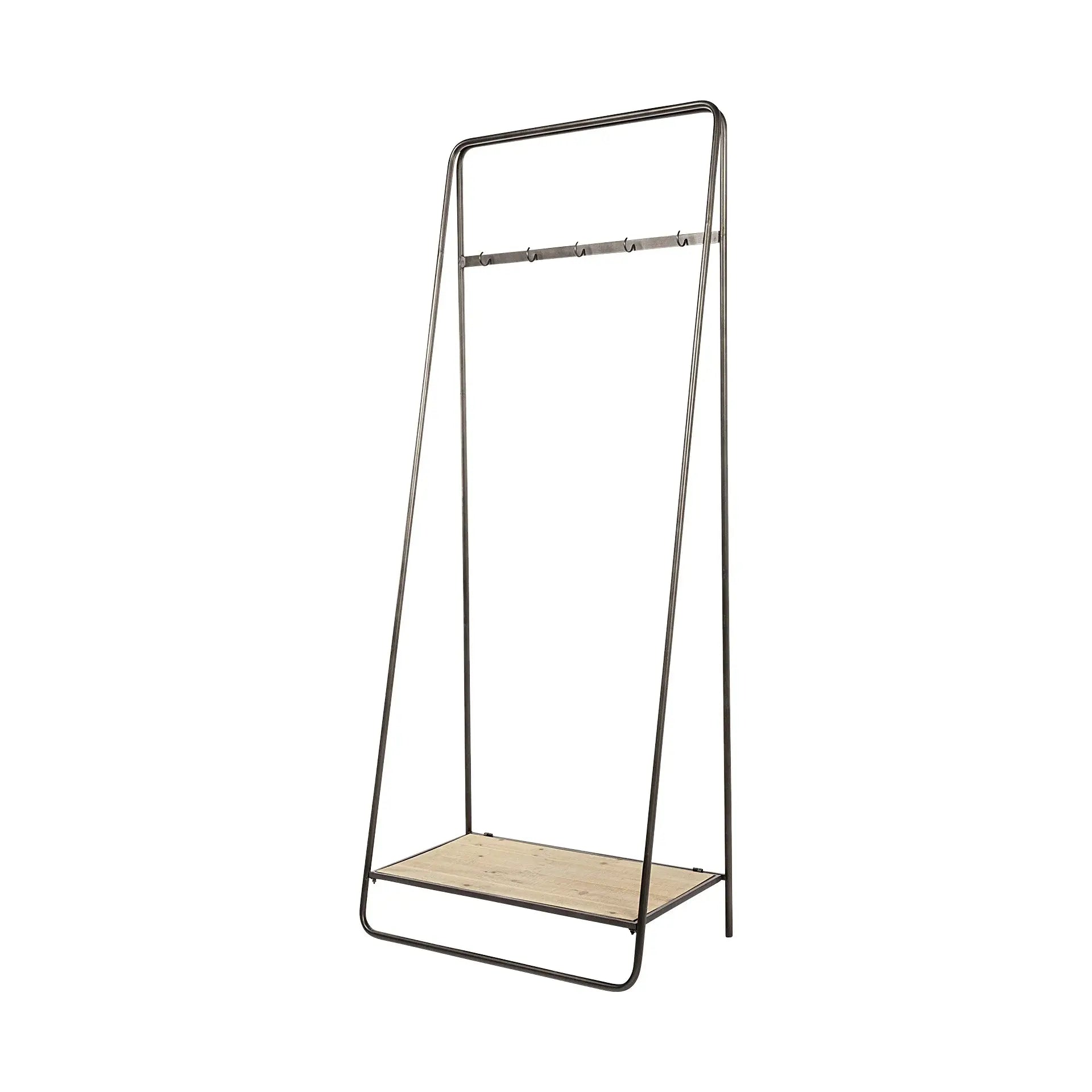 Black Pipe Metal And Wood Shelf Hall Tree - Homeroots - Flyclothing LLC
