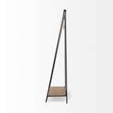 Black Pipe Metal And Wood Shelf Hall Tree - Homeroots