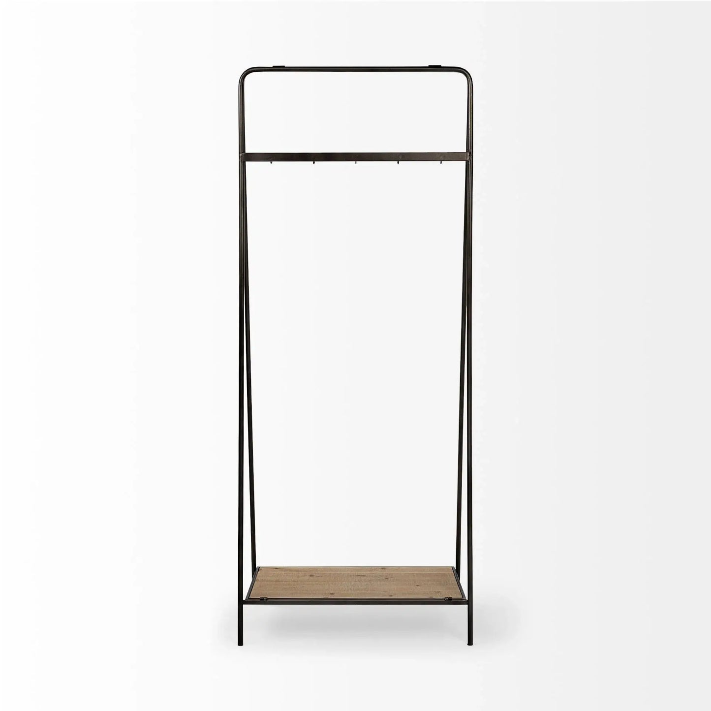 Black Pipe Metal And Wood Shelf Hall Tree - Homeroots - Flyclothing LLC
