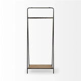 Black Pipe Metal And Wood Shelf Hall Tree - Homeroots - Flyclothing LLC