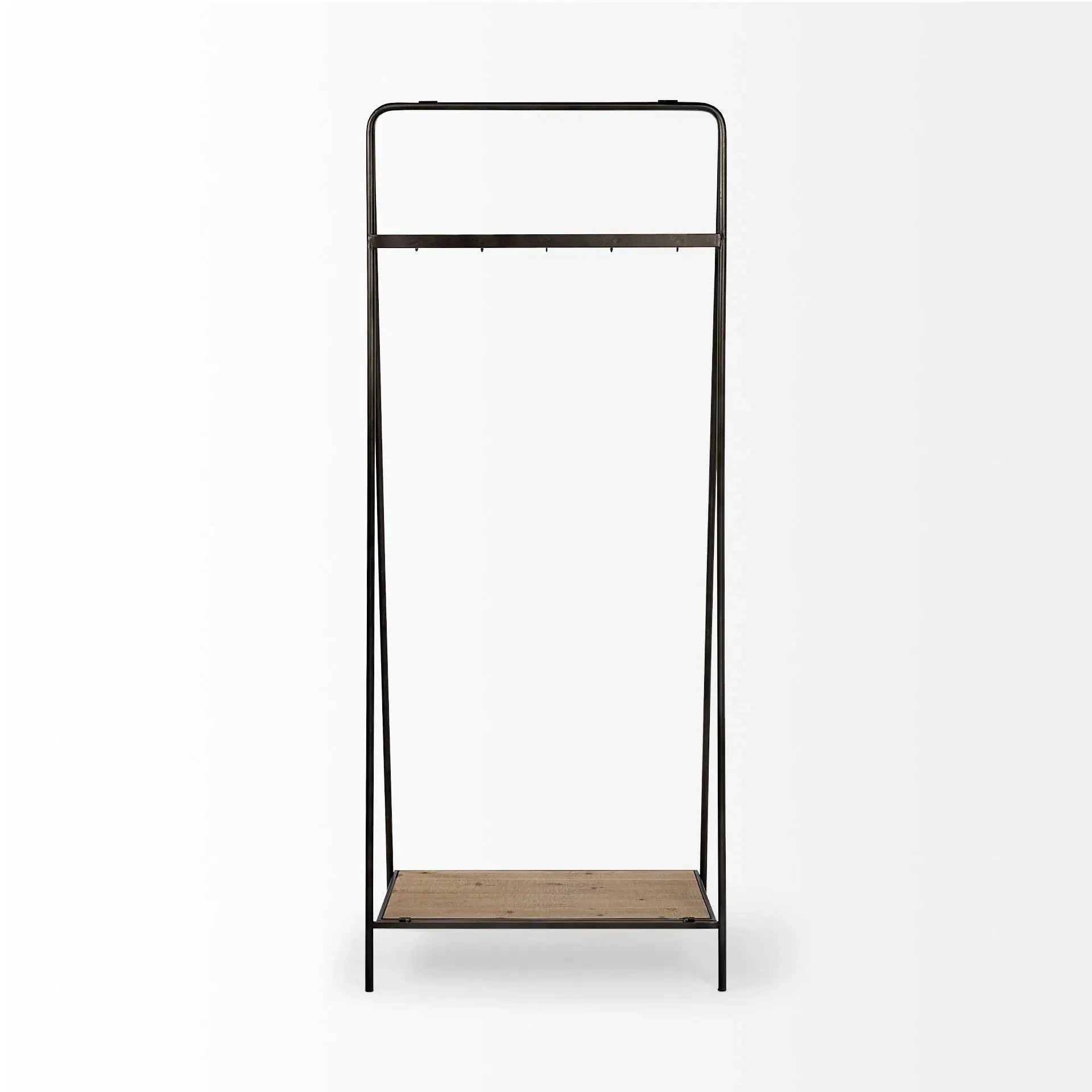 Black Pipe Metal And Wood Shelf Hall Tree - Homeroots - Flyclothing LLC