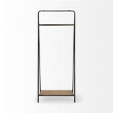 Black Pipe Metal And Wood Shelf Hall Tree - Homeroots