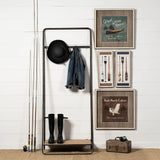 Black Pipe Metal And Wood Shelf Hall Tree - Homeroots - Flyclothing LLC