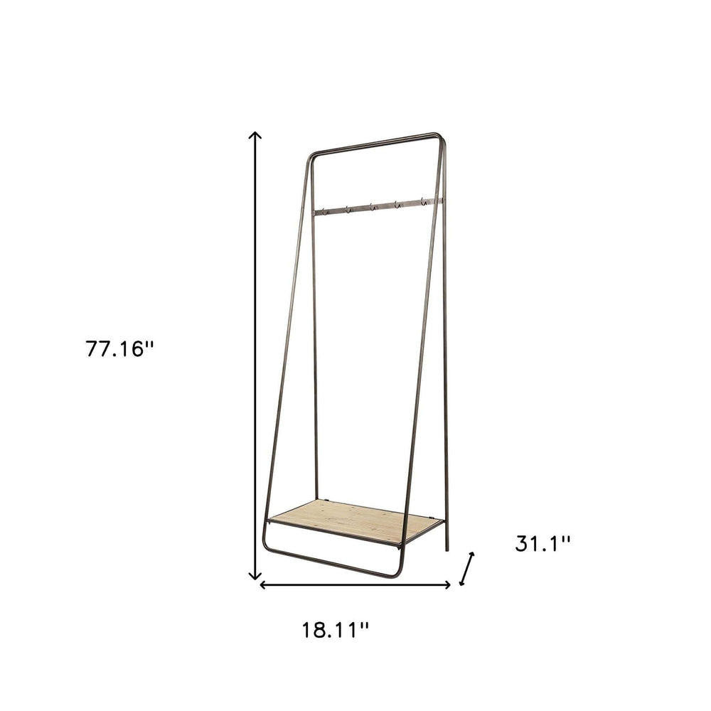 Black Pipe Metal And Wood Shelf Hall Tree - Homeroots - Flyclothing LLC