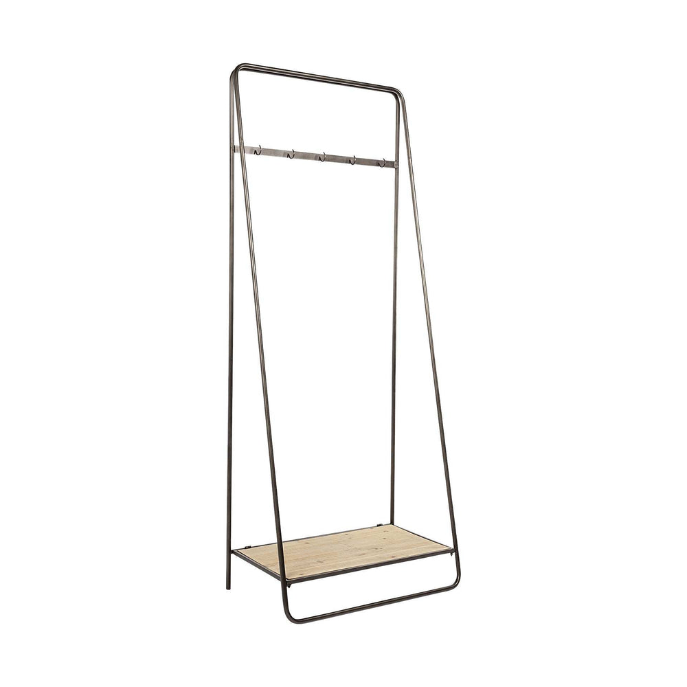 Black Pipe Metal And Wood Shelf Hall Tree - Homeroots - Flyclothing LLC