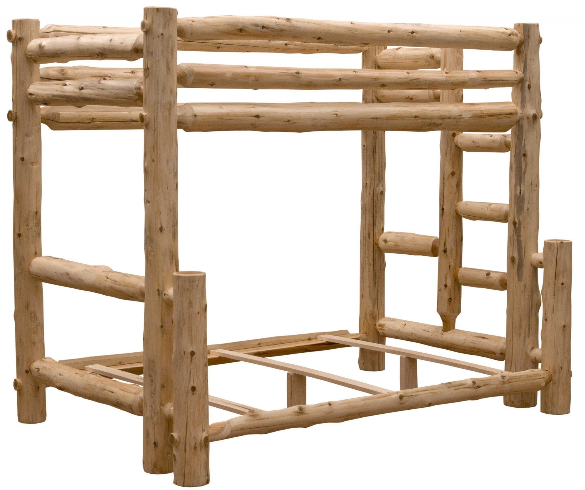 Rustic And Natural Cedar Single Ladder Left Log Bunk Bed - Homeroots