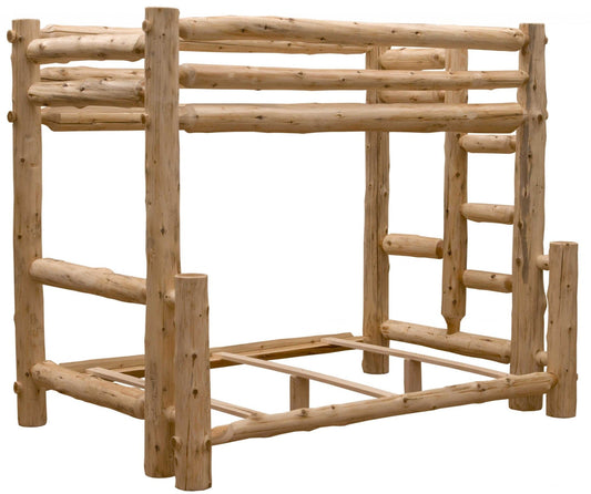 Rustic And Natural Cedar Single Ladder Left Log Bunk Bed - Homeroots