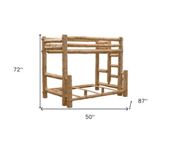 Rustic And Natural Cedar Single Ladder Left Log Bunk Bed - Homeroots
