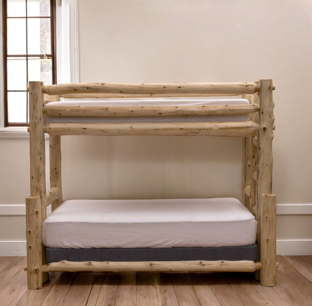 Rustic And Natural Cedar Single Ladder Left Log Bunk Bed - Homeroots