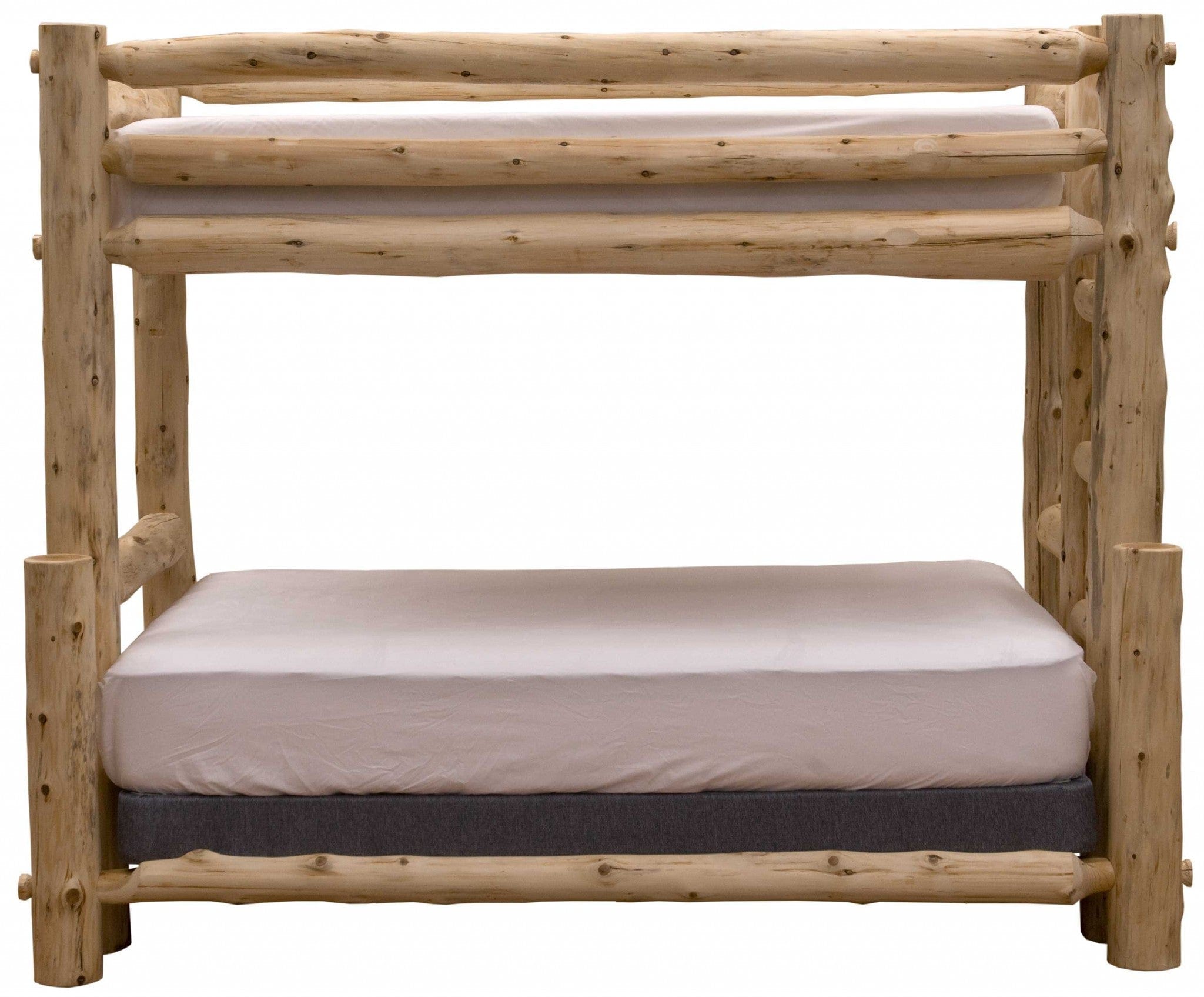 Rustic And Natural Cedar Single Ladder Right Log Bunk Bed - Homeroots