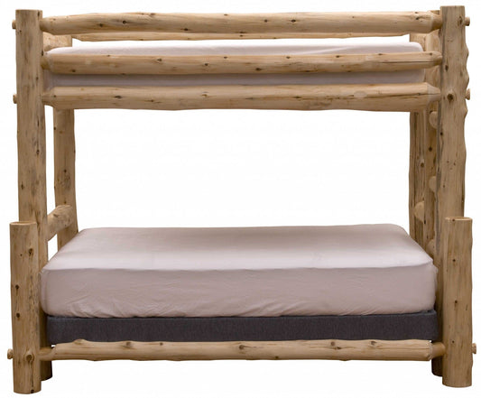 Rustic And Natural Cedar Single Ladder Right Log Bunk Bed - Homeroots