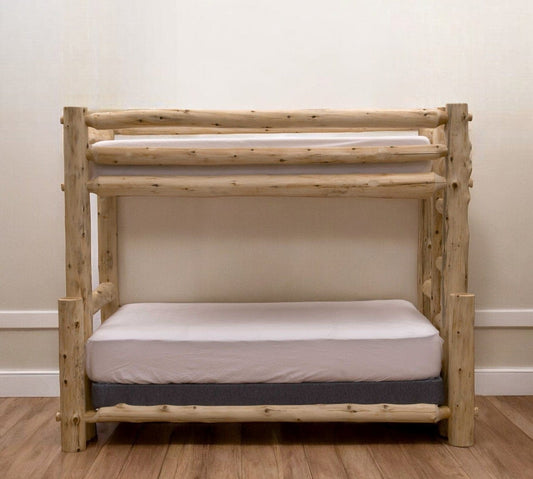Rustic And Natural Cedar Single Ladder Right Log Bunk Bed - Homeroots