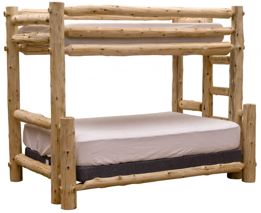 Rustic And Natural Cedar Double And Single Ladder Right Log Bunk Bed - Homeroots