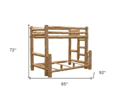 Rustic And Natural Cedar Queen And Single Ladder Right Log Bunk Bed - Homeroots