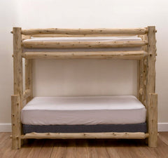 Rustic And Natural Cedar Queen And Single Ladder Right Log Bunk Bed - Homeroots