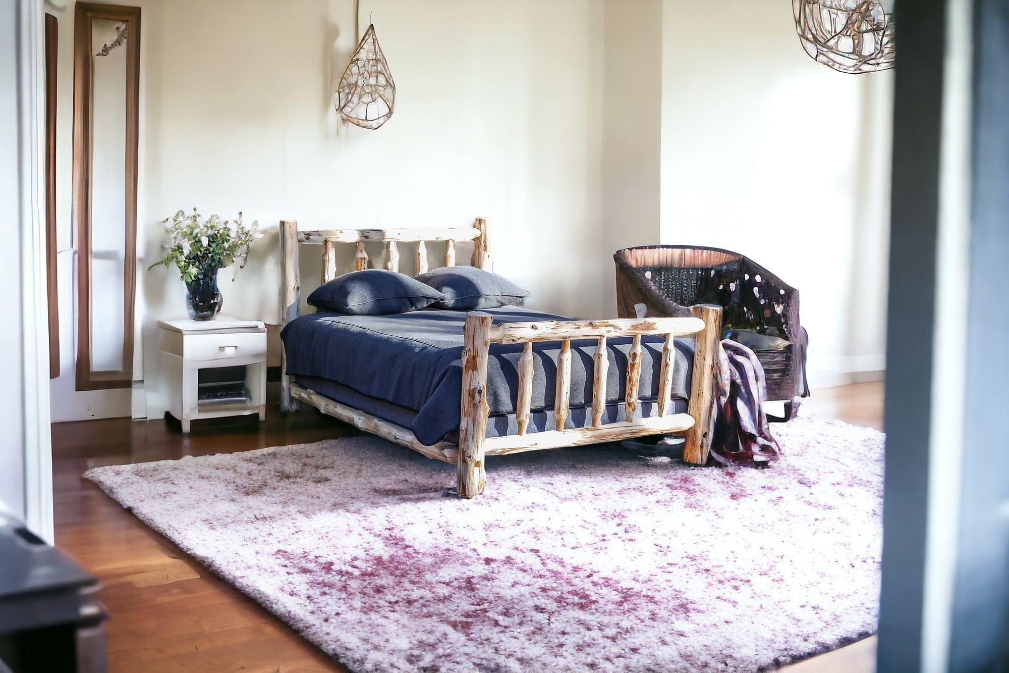 Rustic And Natural Cedar King Traditional Log Bed - Homeroots