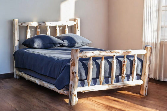 Rustic And Natural Cedar California King Traditional Log Bed - Homeroots
