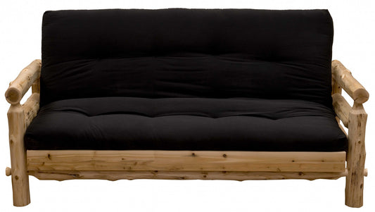 83" Black 100% Cotton Sleeper Sleeper Sofa With Wood Brown Legs