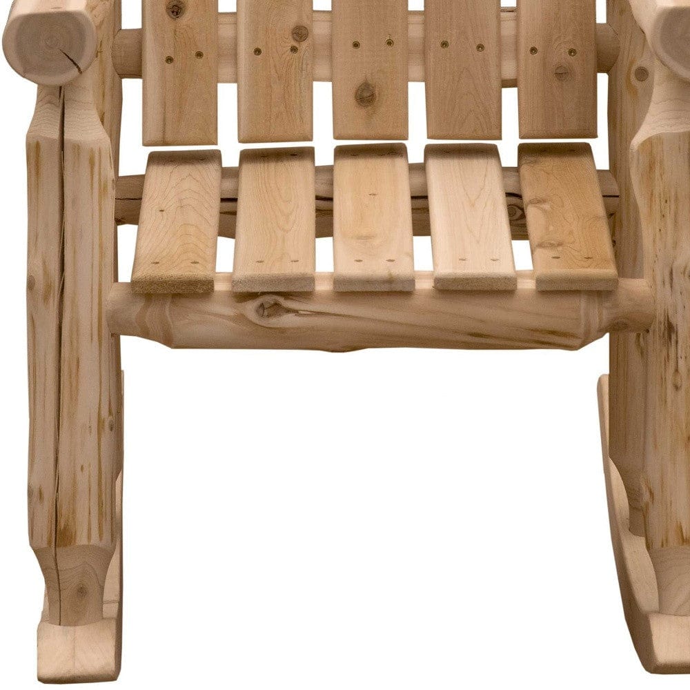 27" Natural Wood Solid Wood Indoor Outdoor Rocking Chair - Homeroots - Flyclothing LLC