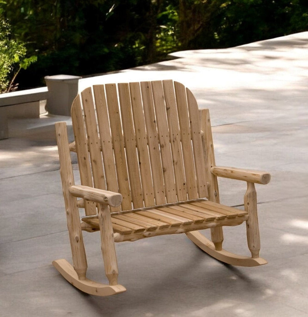 48" Natural Wood Indoor Outdoor Rocking Chair - Homeroots