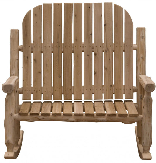 48" Natural Wood Indoor Outdoor Rocking Chair - Homeroots