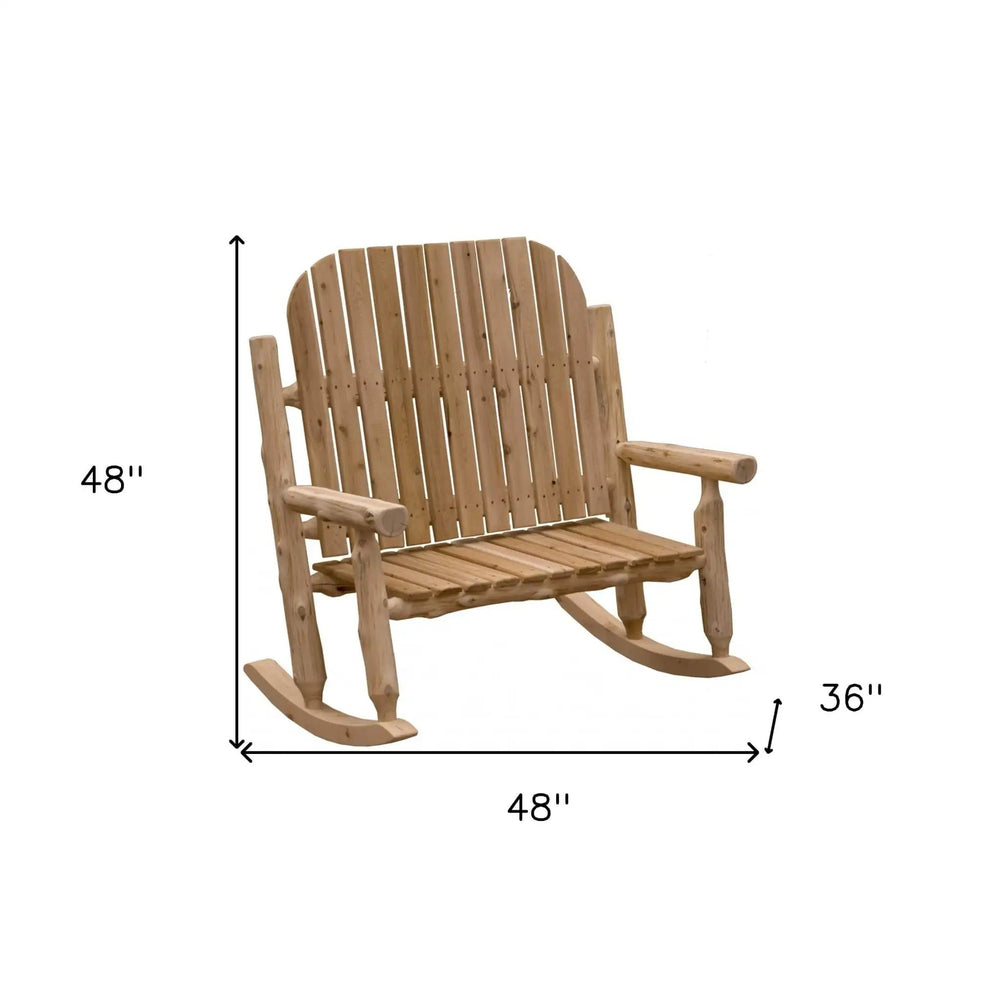 48" Natural Wood Indoor Outdoor Rocking Chair - Homeroots - Flyclothing LLC